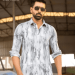 Gray Striped Cotton Man Casual Modern Shirt