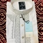 White Elegant Embroidered Cotton Panjabi