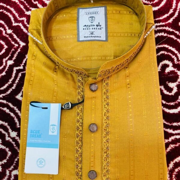 Mustard Yellow Classic Cotton Panjabi (s355-11)
