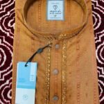 Mustard Yellow Embroidered Cotton Panjabi (s355-12)