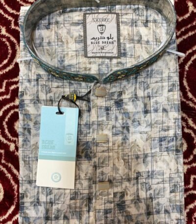 Beige & Black Detailed Cotton Panjabi