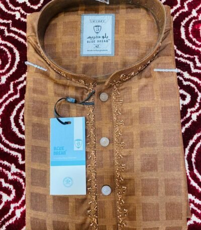 Olive Green Textured Cotton Panjabi