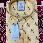 Off-White & Black Patterned Cotton Panjabi (s355-9)