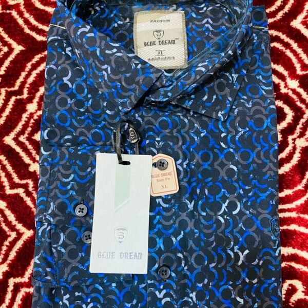 Navy Blue with White Embroidery