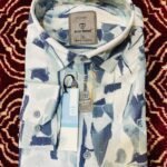 White with Blue Abstract Patterns