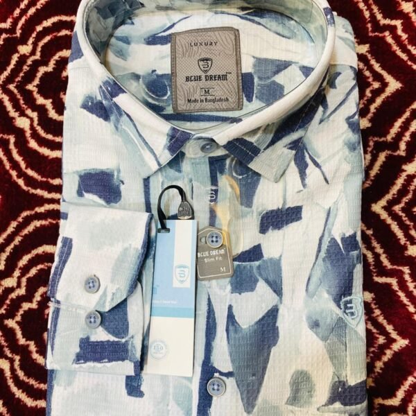 White with Blue Abstract Patterns